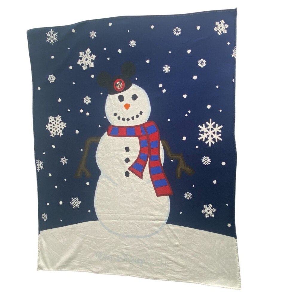 Disneyland Walt Disney World Snowman Throw Blanket Blue White 48X54